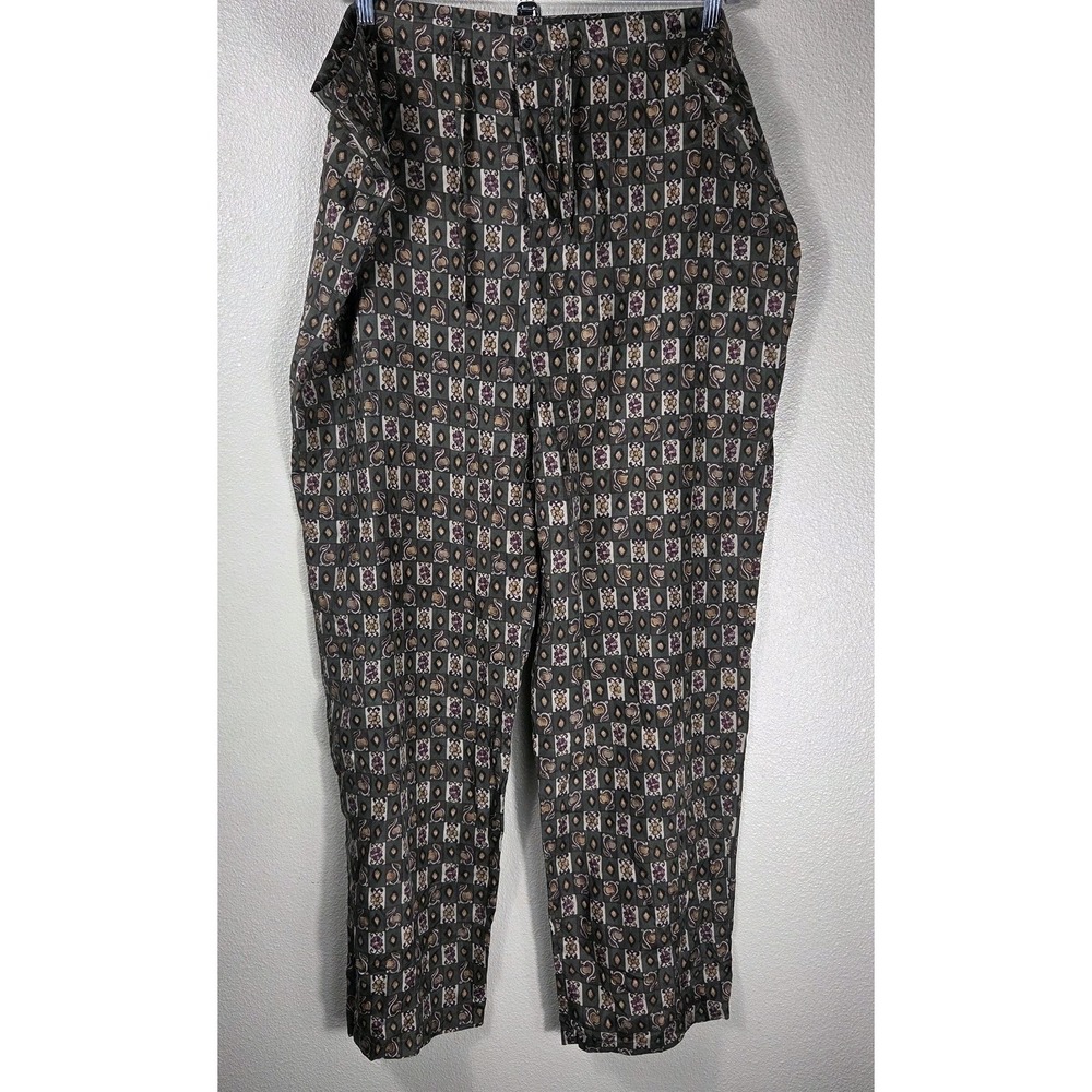 Vintage Men's 100% Silk Pajama Lounge Pants Paisley Print Button Fly Size L